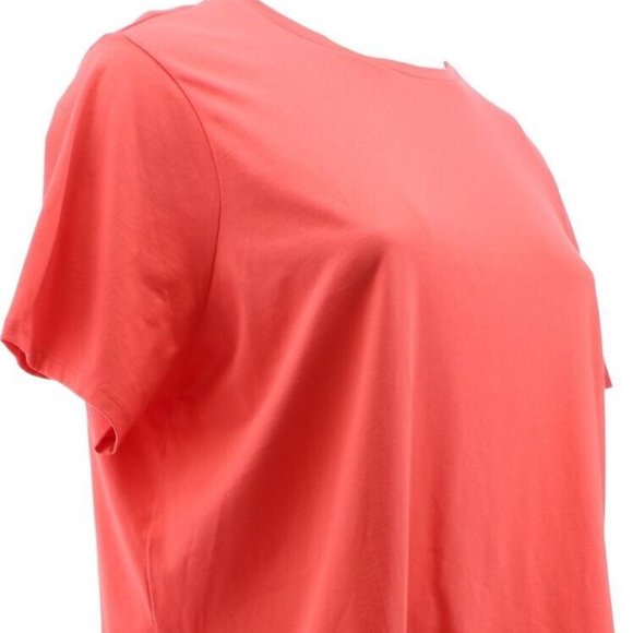 NWT LANDS' END WOMEN'S SHORT SLEEVE V-NECK TEE LIGHT WATERMELON SORBET PM - Picture 3 of 8